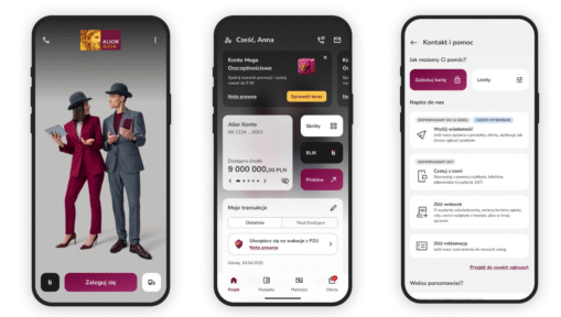 screeny nowej aplikacji Alior Bank